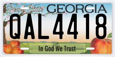 GA license plate QAL4418