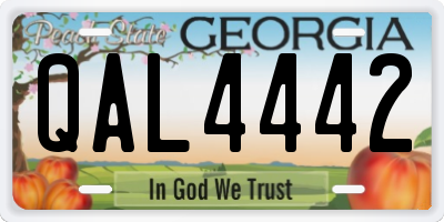 GA license plate QAL4442