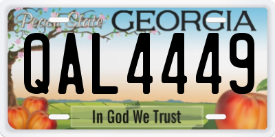 GA license plate QAL4449