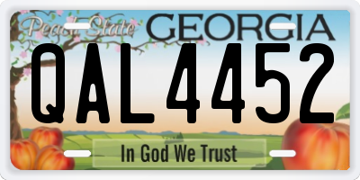 GA license plate QAL4452