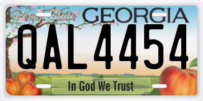 GA license plate QAL4454