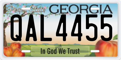 GA license plate QAL4455