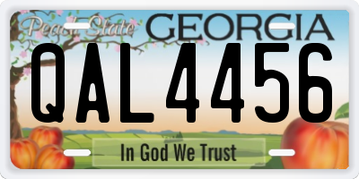 GA license plate QAL4456