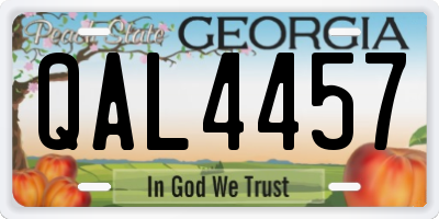 GA license plate QAL4457