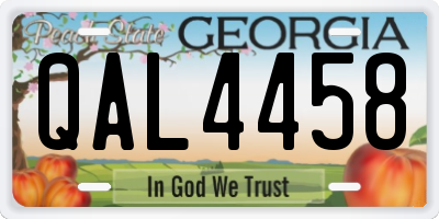 GA license plate QAL4458