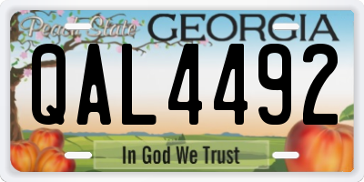 GA license plate QAL4492