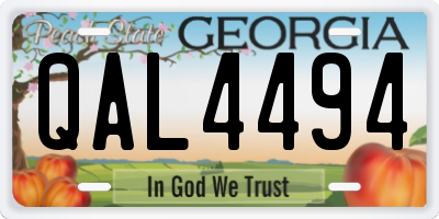 GA license plate QAL4494