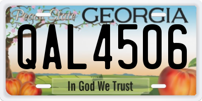 GA license plate QAL4506