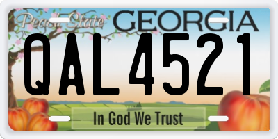 GA license plate QAL4521