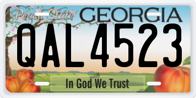 GA license plate QAL4523