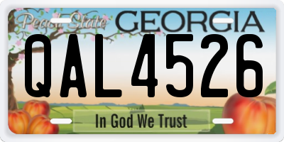 GA license plate QAL4526