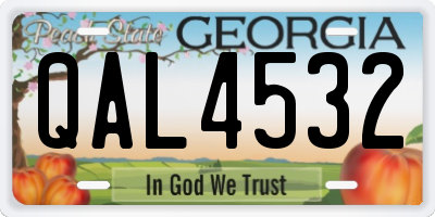 GA license plate QAL4532