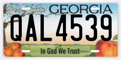 GA license plate QAL4539