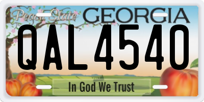 GA license plate QAL4540