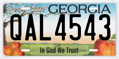 GA license plate QAL4543