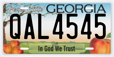 GA license plate QAL4545