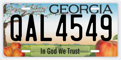 GA license plate QAL4549