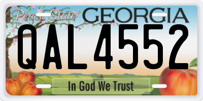 GA license plate QAL4552