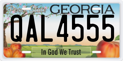 GA license plate QAL4555