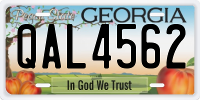 GA license plate QAL4562