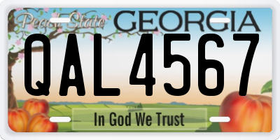 GA license plate QAL4567