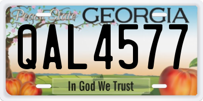 GA license plate QAL4577