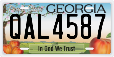 GA license plate QAL4587