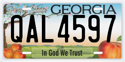 GA license plate QAL4597