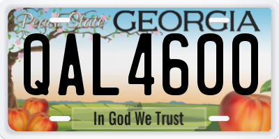 GA license plate QAL4600