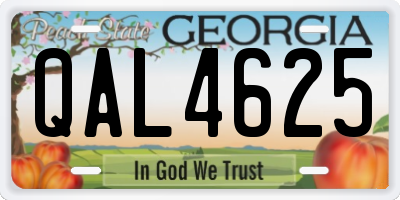 GA license plate QAL4625