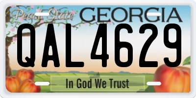 GA license plate QAL4629