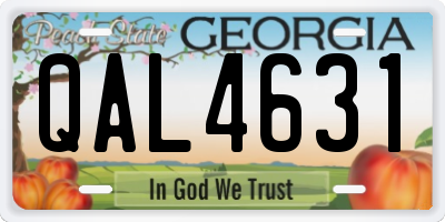 GA license plate QAL4631
