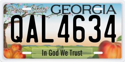 GA license plate QAL4634