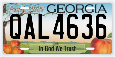 GA license plate QAL4636