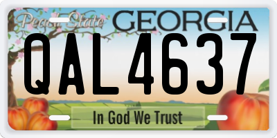 GA license plate QAL4637