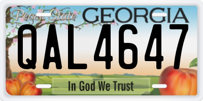 GA license plate QAL4647