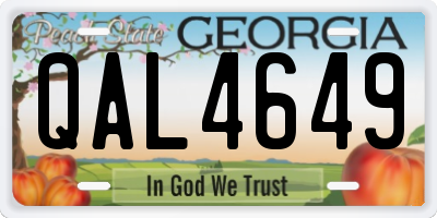 GA license plate QAL4649
