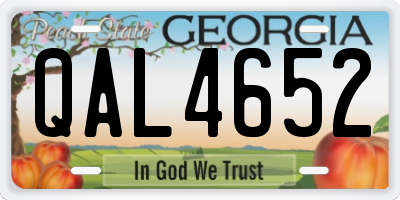 GA license plate QAL4652