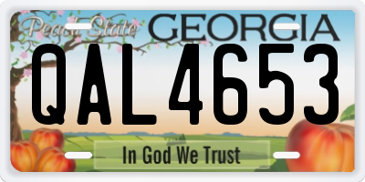 GA license plate QAL4653