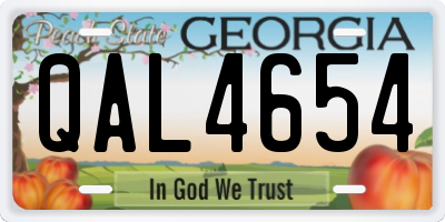 GA license plate QAL4654