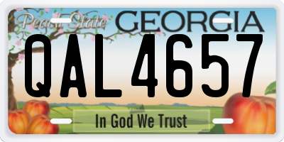 GA license plate QAL4657
