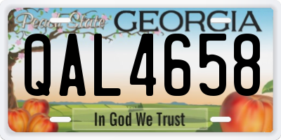 GA license plate QAL4658