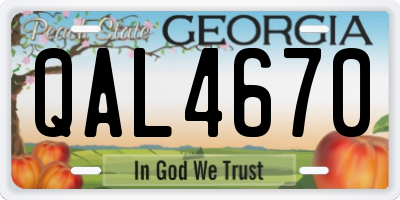 GA license plate QAL4670