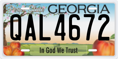 GA license plate QAL4672