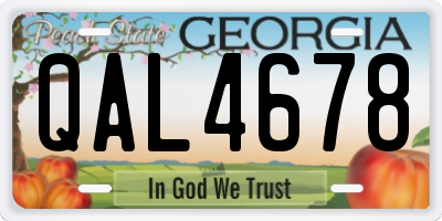 GA license plate QAL4678