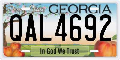 GA license plate QAL4692