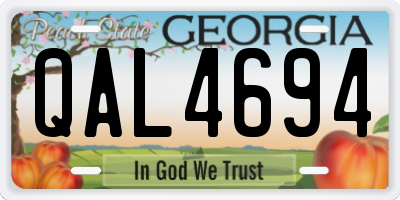GA license plate QAL4694