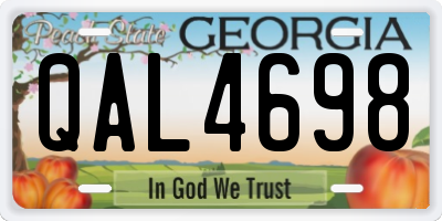 GA license plate QAL4698