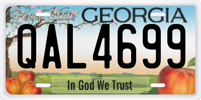 GA license plate QAL4699