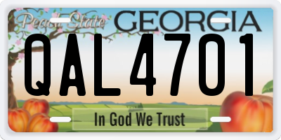 GA license plate QAL4701